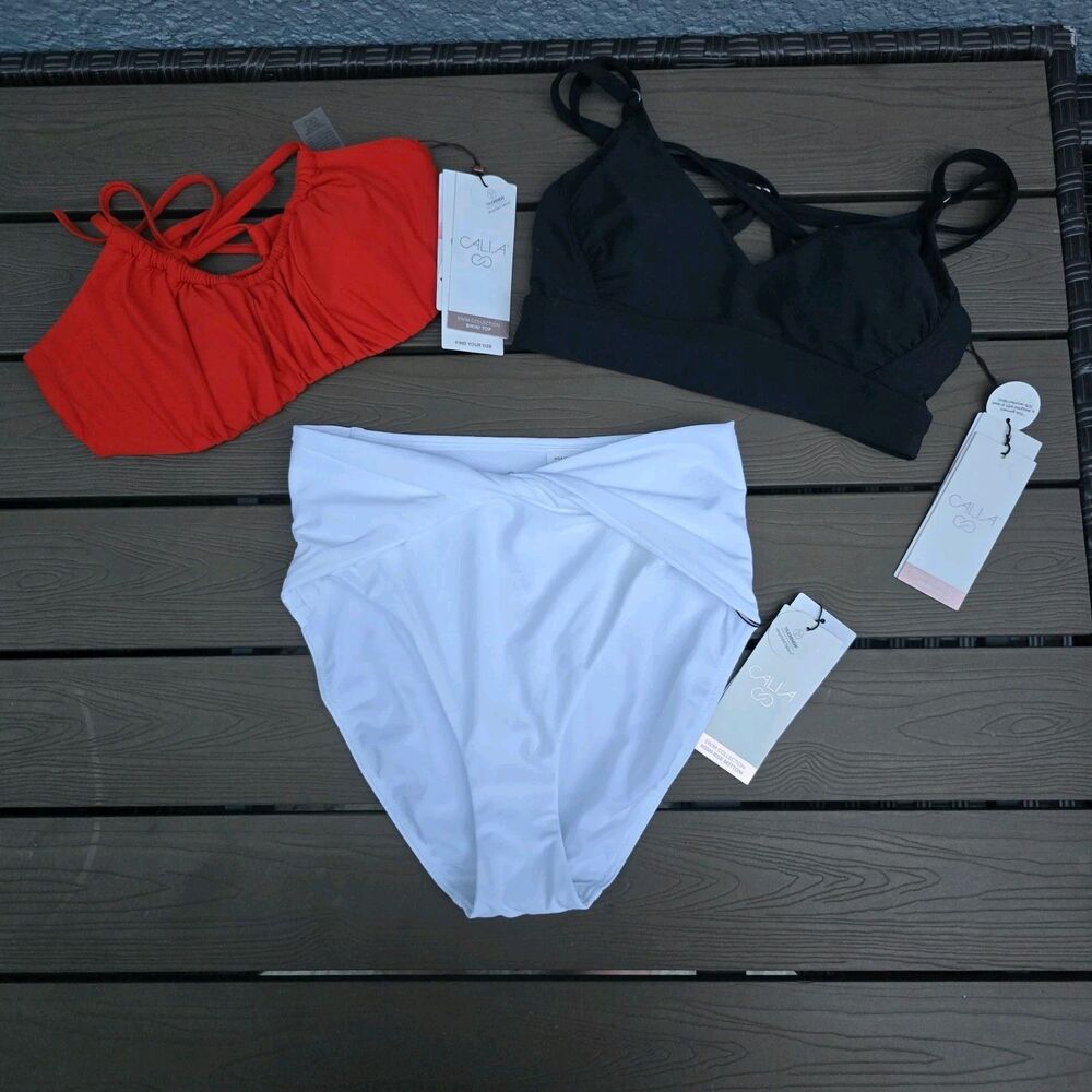 CALIA Women's Red/Black/white Mix & Match Bikini Set Sz XS New